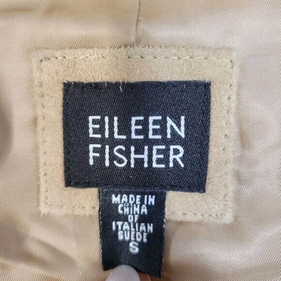 Eileen Fisher Jacket Size Small Goat Suede Camel Tan Lightweight Open Front - Picture 3 of 9